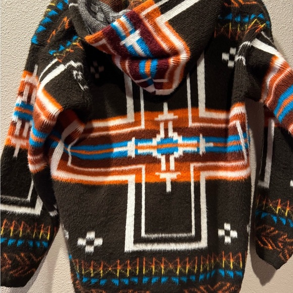 Earth Ragz Wool Cotton Blend Aztec Southwestern Hoodie Jacket Women Size Small - Picture 4 of 7
